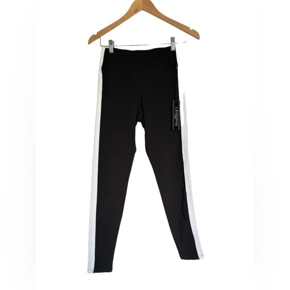 NWT Express black with white strip athletic leggings - Picture 1 of 5